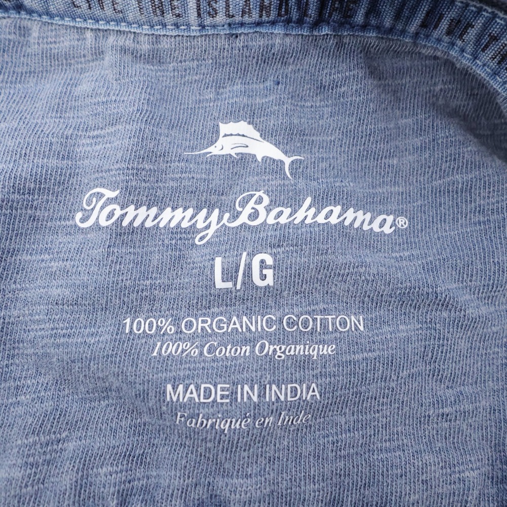 Tommy Bahama Embroidered Organic Cotton Hoodie Blue Long Sleeve Mens Large - Picture 5 of 8